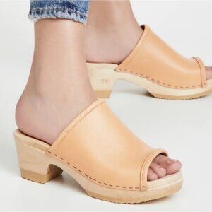 No.6 Store Camel Leather Open Toe Clogs Swedish Minimalist Sandals Clogs Mules 5